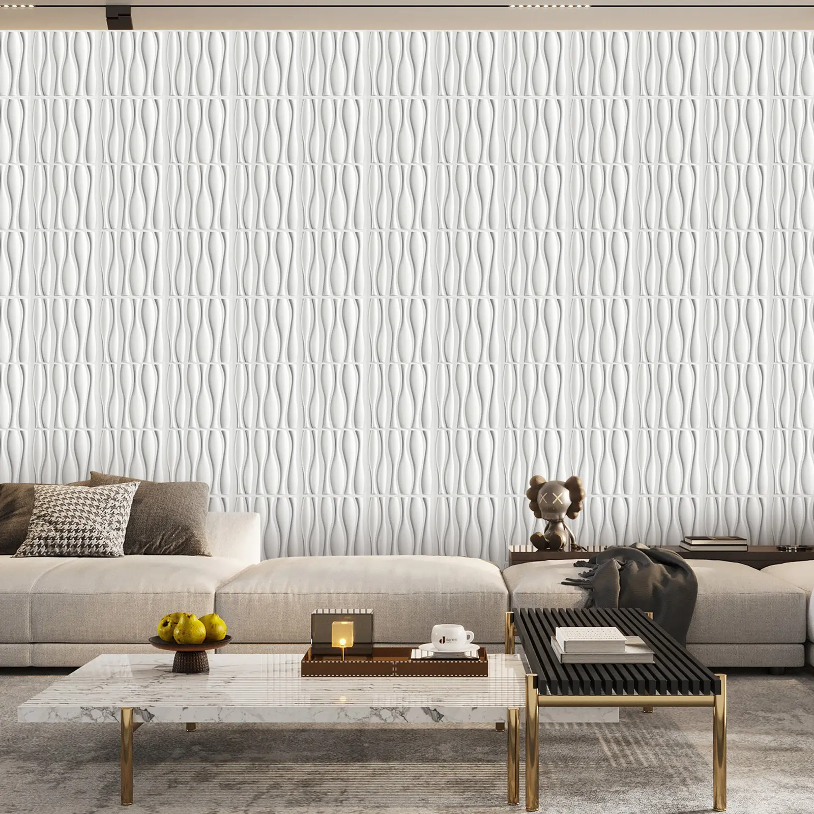 Aadesh PVC Plastic 3D Wall Panels, Waterproof and Fire-Resistant, 11.8x11.8 Inches, Ideal for Living Rooms, Bedrooms, Hotels, Offices