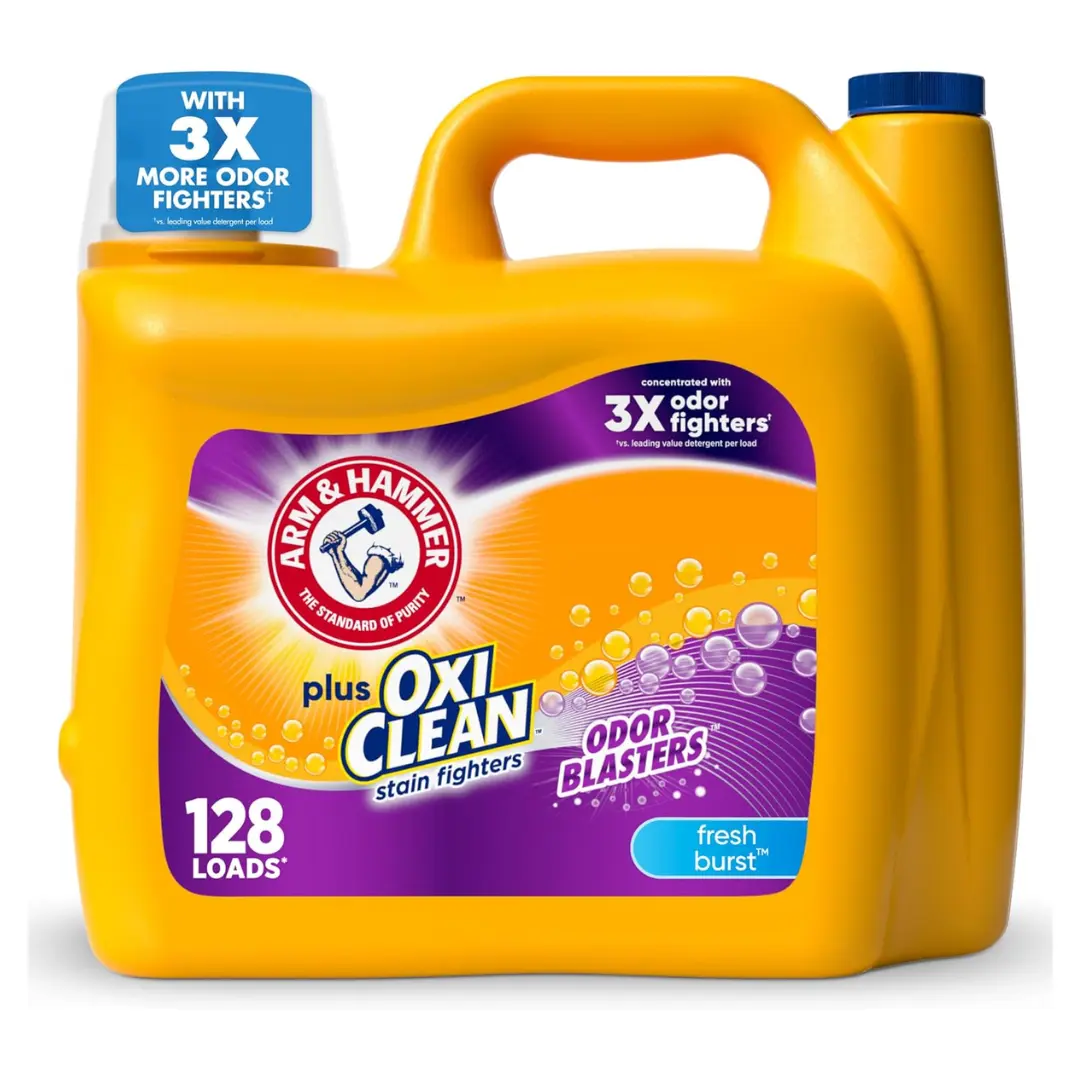 ARM & HAMMER Plus OxiClean Odor Blasters Fresh Burst 128 Loads Liquid Laundry Detergent 166.5 Fl oz Triple Power HE Stain Fighters