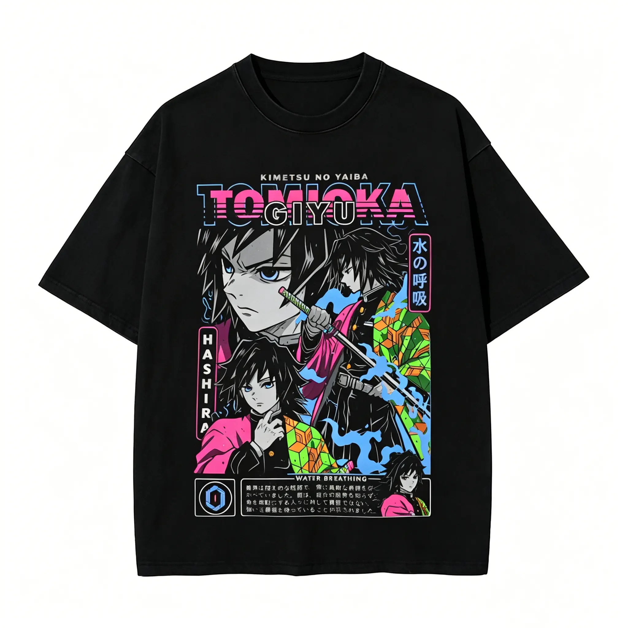 valentine shirts Demon Slayer Anime Tomioka Giyuu Peripheral Washed T-shirt Summer Men's and Women's Y2K Loose Casual Harajuku Short Sleeved Top Streetwear Stylish