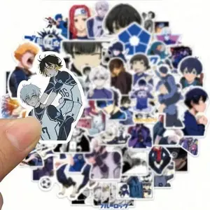 50 Blue Prison Anime Stickers, Vinyl Cartoon Stickers, Reusable, Self-Adhesive, Irregular Shapes, for Water Bottles, Laptops, Sketchbooks, Skateboards, Phone Cases