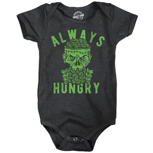 Always Hungry Baby Bodysuit Funny Sarcastic Halloween Zombie Graphic Novelty Jumper For Infants Funny Baby Onesies Halloween Clothes for Baby Funny Zombie Onesie Novelty Onesie Black -