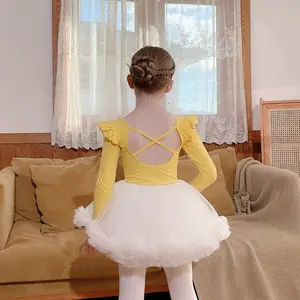 Girls' Winter Ballet Dance Outfit | Long-Sleeve Practice Wear with Tulle Skirt