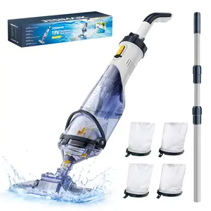 Pool Vacuum for Above Ground Pool, JESIMAIK 18.5 GPM Powerful Suction Pool Vacuum with Telescopic Pole, 60min Runtime Dual Head Rechargeable Pool Cleaner,Ideal for Leaves, Debris