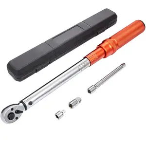 Torque Wrench,  3/8-inch Drive Click Torque Wrench 10-80ft.lb/14-110n.m, Dual-Direction Adjustable Torque Wrench Set, Mechanical Dual Range Scales Torque Wrench Kit with Adapters Extension Rod
