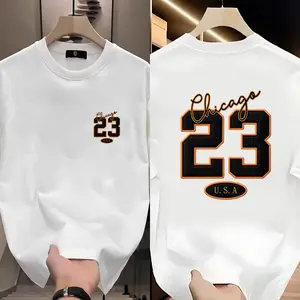 Unisex Chicago 23 Letter & Number Cotton T-Shirt Summer Crew Neck Short Sleeves Soft Breathable Skin-Friendly Machine Washable Ideal for Casual Daily & Light Sports Sporty Style Menswear Top Crewneck Classic Graphic Concert T-Shirt Customized Long