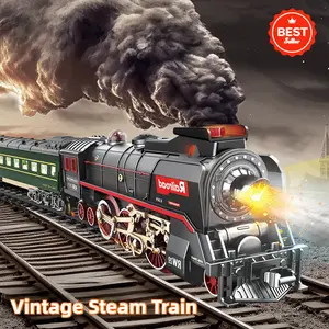 Antique Steam Train Set | 3D Manual-Controlled Smoke & Rail Tracks | Real Choo-Choo Whistle & LED Lights | USB-C Rechargeable | Collector’s Kit & Kids Hands-On Toy | B-Day Gift for 3+ Boys water spray year kid kid gift