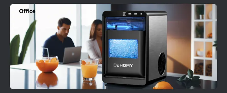 Euhomy Countertop Chewable&Crunchable Nugget Ice Maker, 44Lbs/24H Fast & Endless Ice Supply, 1.8L Self-Cleaning Easy-to-Use Machine with Scoop+Basket, Black for Home/Kitchen (Home Essential)