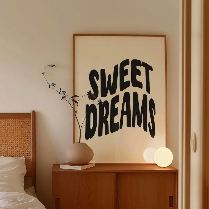 Sweet Dreams Bedtime Print, Stay in Bed Print, Bedroom Poster, Bedroom Poster, Above Bed Wall Art, Trendy Bedroom Wall Art, Naps Print