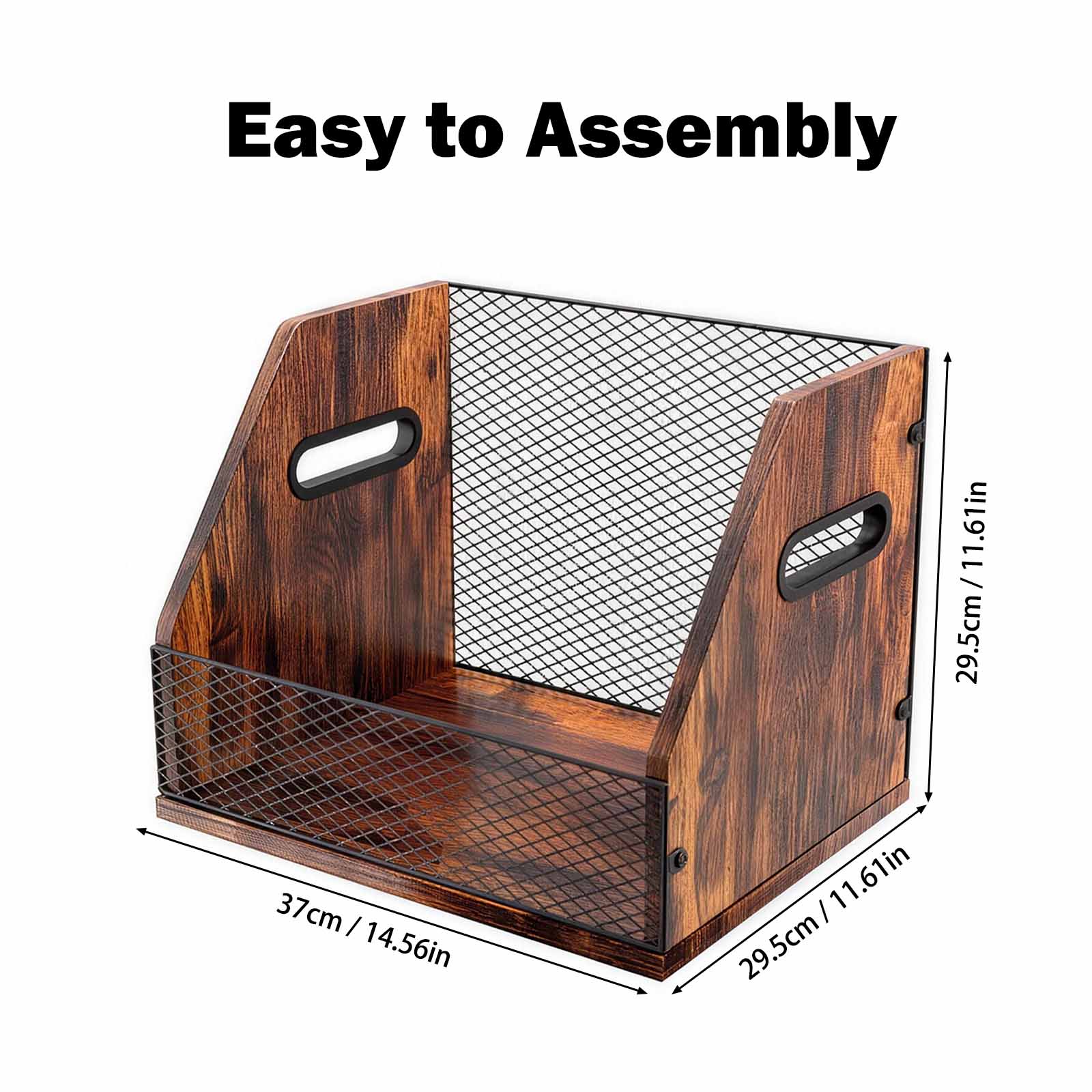 Wooden Vinyl Record Stand for Vinyl Storage, Holds Up to 60 LPs, Vintage Wood Design - Vertical Album Holder, Magazine & File Organizer for Desktop & Turntable Setup