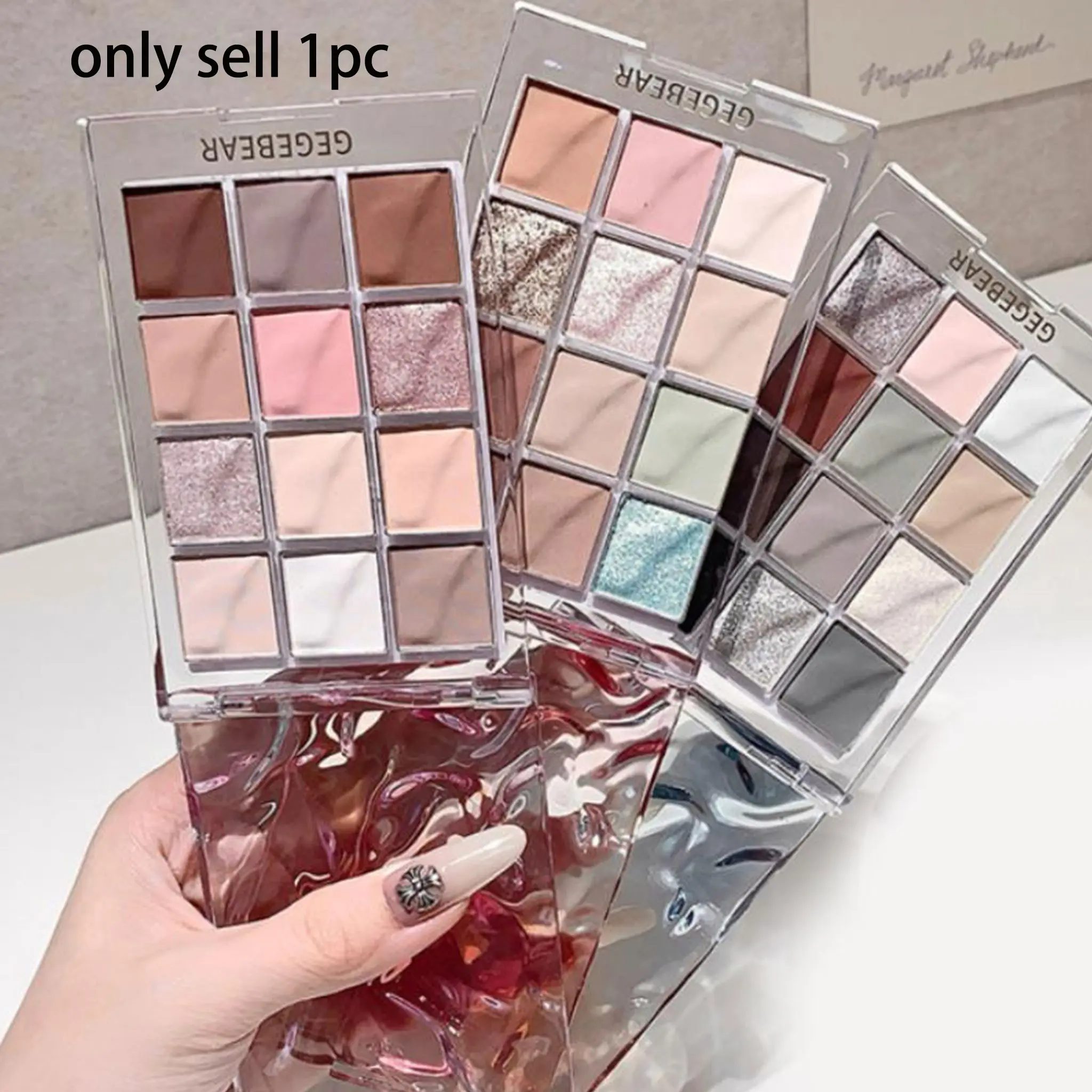 Gege Bear Watercolor Eyeshadow Palette, Eye Makeup Products, Glitter Shimmer Eyeshadow, Shimmering Eyeshadow Palette, Natural Fine Glitter Pearl Matte Earthy Colors, Versatile Daily Use, Highlight & Smoky Look