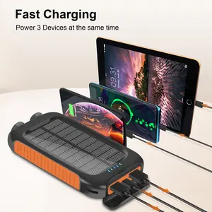 Solar Charger Power Bank 38800mAh Waterproof Portable with USB-C Fast Charging Dual LED Flashlights Solar Panel for Camping Hiking Travel Emergency Backup for Phones Tablets Orange