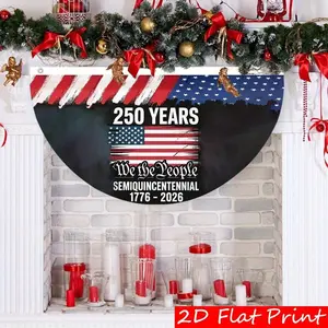 1pc Fan Shaped America 250 Years Flag 35.4x17.7 Inch, Semi Circular Lawn Flag 1776-2026 Semiquincentennial, Double Sided Print for Outdoor Christmas Merry Christmas Party Celebration