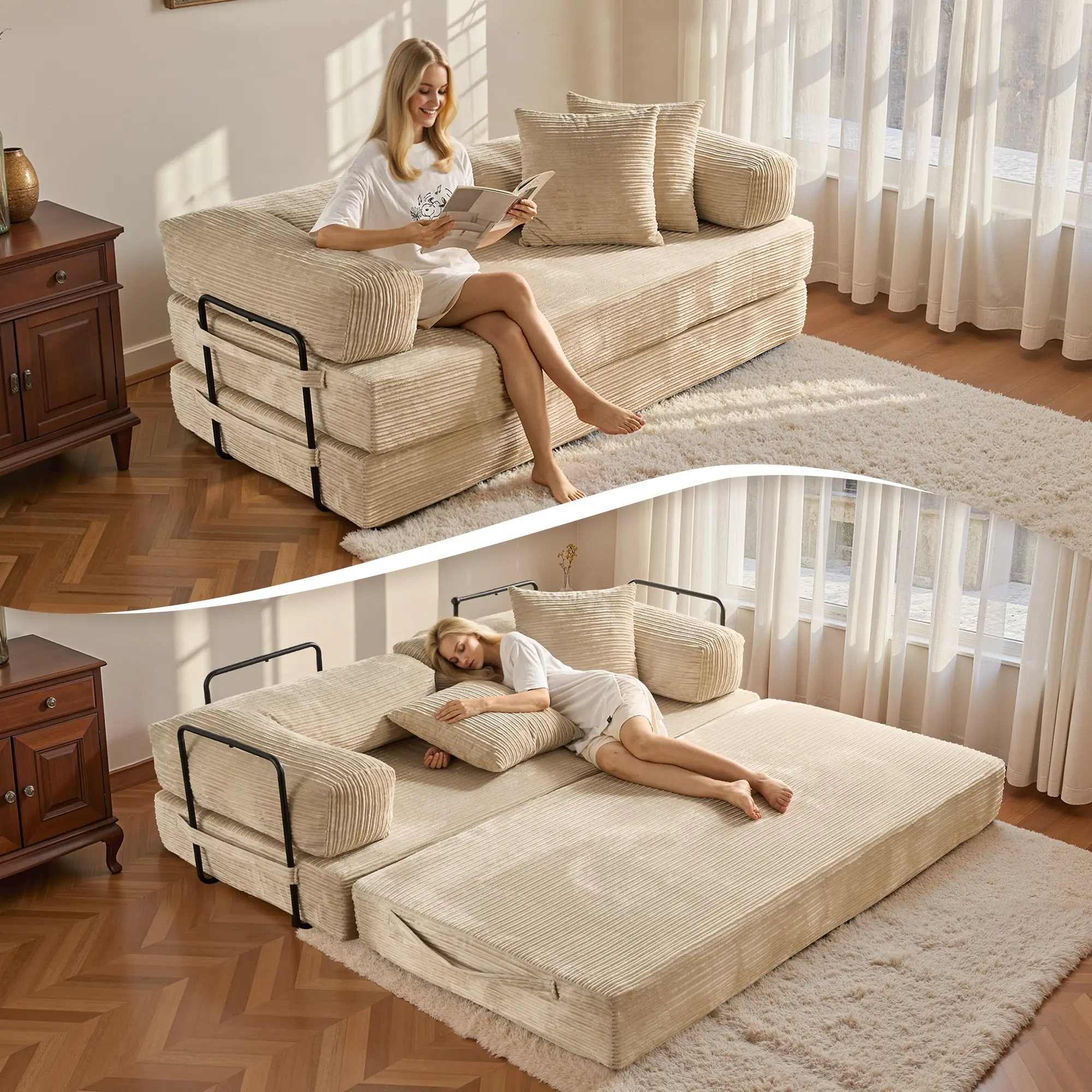 81"Convertible sofa -Beige