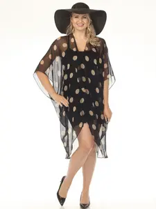 Black Polkadots Coverup Kimono By FenyaV