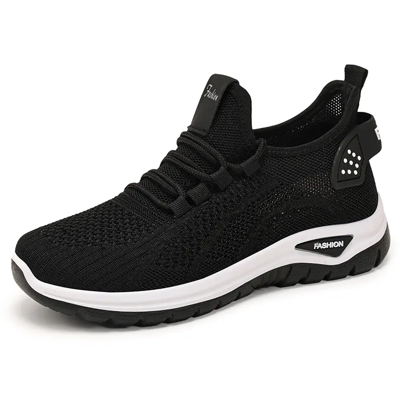 Women's Casual Walking Sneakers - Lightweight Breathable Fly Knit Lace-Up Shoes, Functional Cushioned Non-Slip Sole, Supportive Versatile Footwear for Everyday Comfort & Standing Work