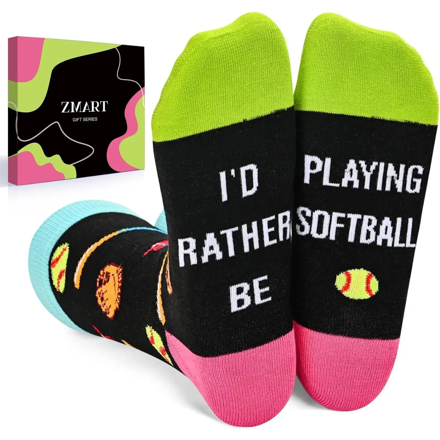 Softball Socks for Men, Women & Youth, Funny Cotton Crew Socks with Novelty Saying, Gift Boxed Present for Players and Coaches, Adults, Gift Ideas, Funny Saying