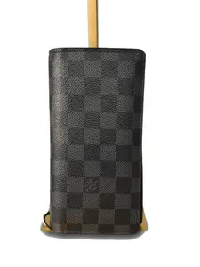 Pre-owned Louis Vuitton Coated canvas Small Leather Goods Compact Damier Graphite Brazza Wallet, Black/Grey Small Leather Goods, Light Wear, S014260324001