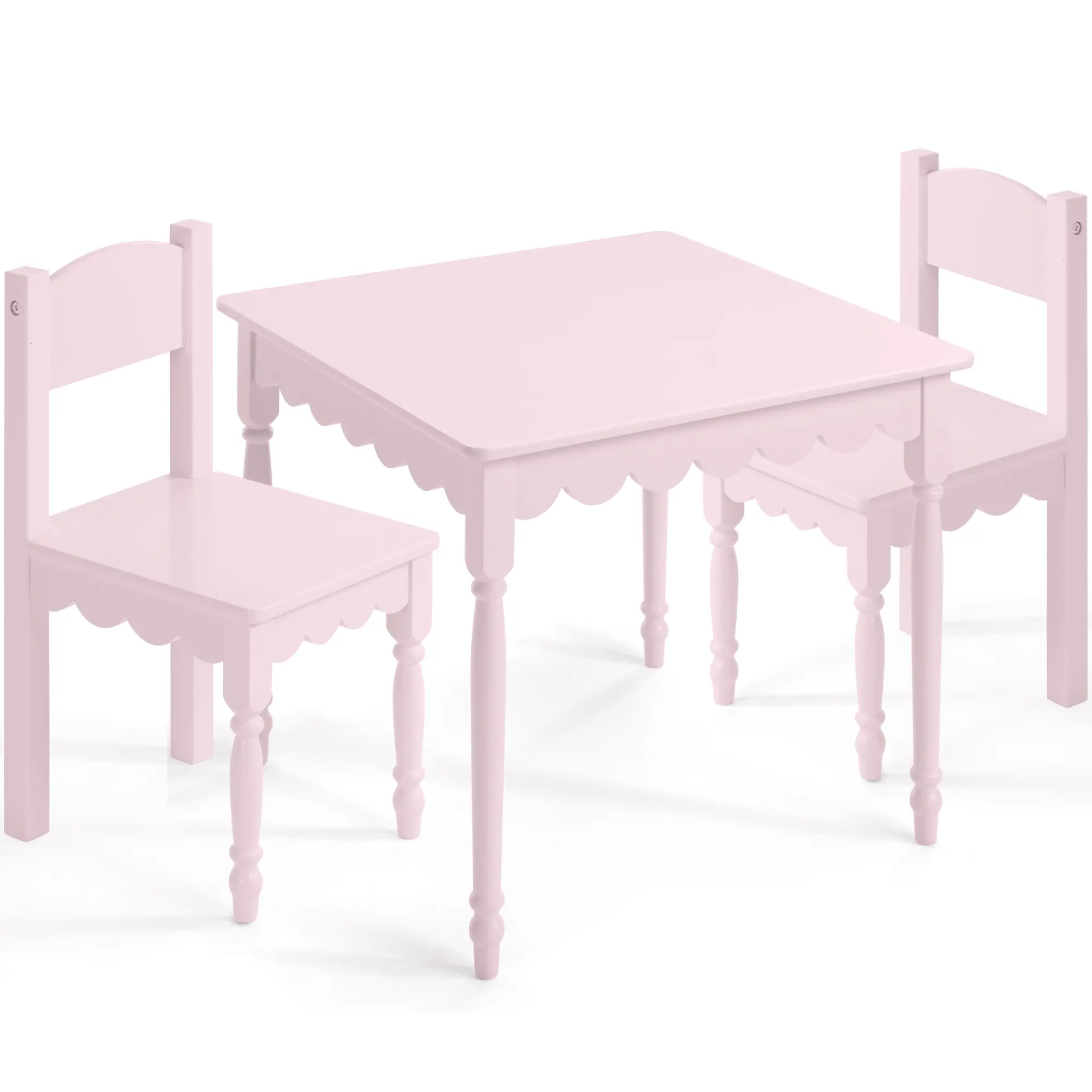 Best Choice Products Kids Table and Chair Set for Toddlers, Solid Wood Activity Table, Scalloped Edge