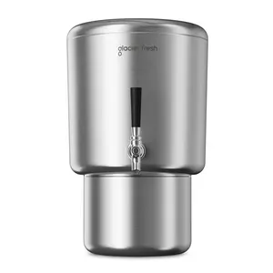 Glacier Fresh 2.25G Countertop Gravity-Fed Stainless Water Filter System with Nanofiber Filter for PFAS Microplastic Bacteria Virus Removal