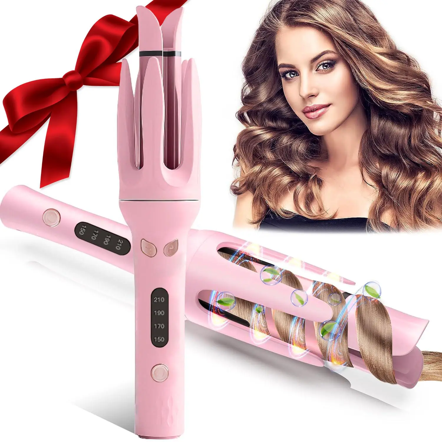 Electric Heated 28mm Hair Curler, 4 Heat Levels Hair Curling Iron, Professional Long-lasting Electric Big Wave Hair Styling Tool for Beach Waves, Blit