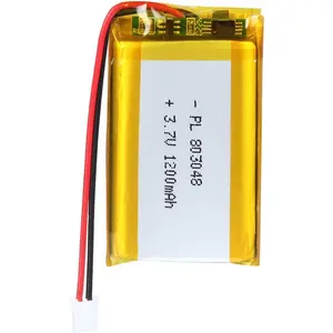 3.7V 1200mAh 803048 Rechargeable Lithium Polymer Ion Li-ion Li-Po Battery with 2P PH 2.0mm Pitch Connector