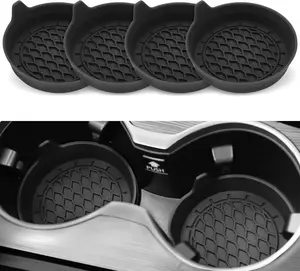 【NewYear2026】Car Cup Holder Coaster, Silicone Cup Holder Insert, Universal Non-Slip Cup Holders, Car Accessories Interior for Women and Man Interior Sets 4 Pack Black #TikTokShopfalldealsforyou