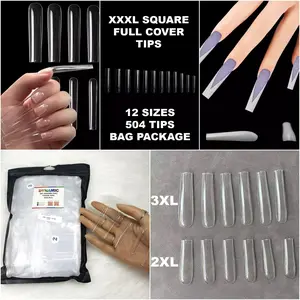 XXXL Square Full-cover Tips - 3XL Soft gel press on square tip (504 pcs bag - 12 sizes)