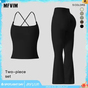 Two Piece Women's Exercise Set, Sling Yoga Exercise Set Micro High Waisted Tummy Slimming Hip Lifting Fitness Set, Quick Dry Workout Fitness Running Exercise Set for Women Lightweight Activewear Tech Fleece Tracksuit