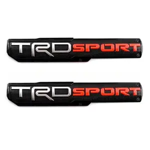2-Pack TRD Sport & Off-Road Door Emblems for Toyota Tacoma - Black & Red 3D Badges, Self-Adhesive No Drill, OEM Style Upgrade