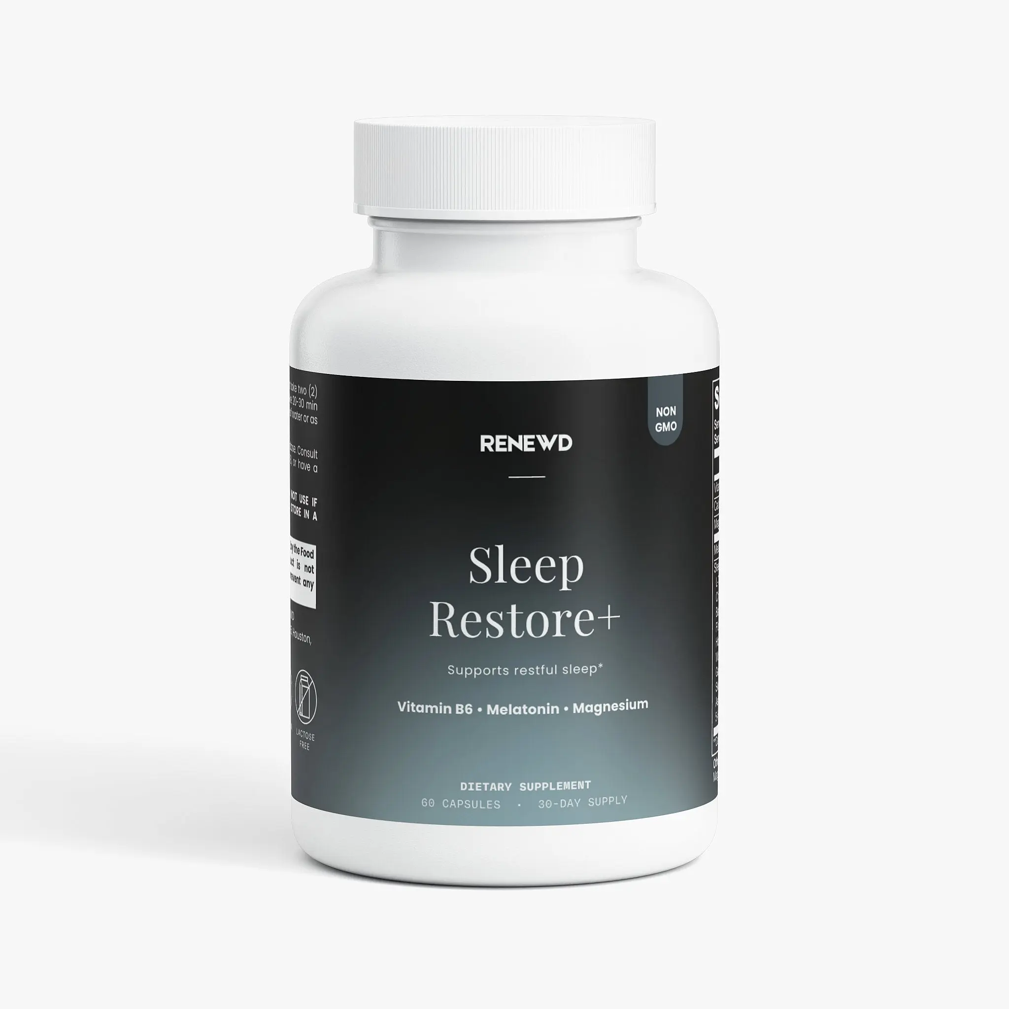 Sleep Restore+ Sleep Support Capsules with Melatonin 10mg, Magnesium & Vitamin B6 – Supports Restful Sleep – GABA, L-Theanine, Ashwagandha & 5-HTP – Non-GMO – 60 Caps, 30-Day Supply – RENEWD