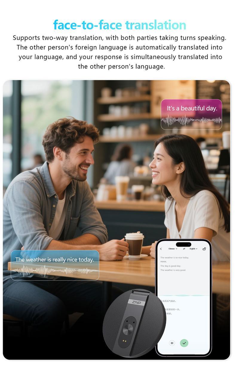 AI Translator Voice Recorder Note Recorder, Translation 146+ languages with Real-time Translation, Supports Video and Voice Call Translation, Magnetic Phone Holder,  Travel Socializing Lectures Meetings Interviews