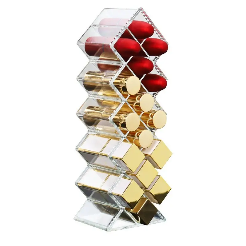 Transparent Fish-Shaped Standing Lipstick Organizer, 16 Compartment Cosmetic Storage Box, Display Rack for Lip Gloss and Lip Balm, Plastic Box Organizer, Cosmetics Storage Box, Beauty Organizer