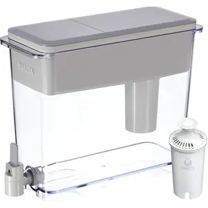 Brita Extra Large 27-Cup UltraMax Filtered Water Dispenser with Filter - Gray: Water Filtration, Hand Wash, Flip-Top Lid