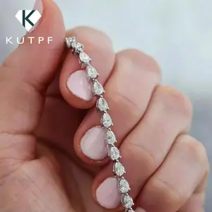 3*5mm Pear Cut Moissanite Diamond Tennis Bracelets with Cetficates 925 Sterling Silver Teardrop Shape Bracelet for Women Men