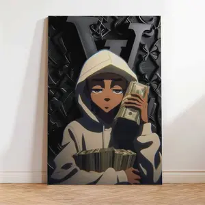 Riley Freeman's Money-Themed Canvas Wall Art "A Stack of Cash" – Masculine Home Decor for Hip-Hop Enthusiasts, Modern Room Decoration Choice