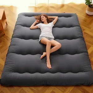 Japanese Futon Mattress Thicken Floor Mattress Gray 5 Layer Foldable Tatami Sleeping Pad with Storage Bag and Straps for Kids Adults Dorm Guest Room Camping Twin bamboo topper