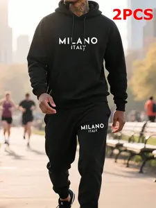 Men's Plus Size Two-Piece Set Hooded Sweatshirt and Sports Pants, Streetwear Tracksuit Set, Comfortable Casual Wear, Perfect for Daily Use