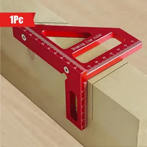 1pc Aluminum Alloy 45°/90° Miter Triangle Ruler, Woodworking Square Protractor, 3D Multi Angle Layout Measuring Tools