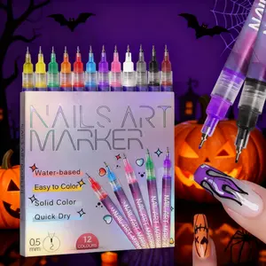 12 Color Nail Art Paint Pen Set, Water-Based Quick-Dry, Ideal for Nail Enthusiasts & Crafters, Creative Nail Design, Doodle & Detailing