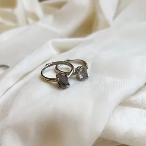 Natural HERKIMER Ring, Boho Style Irregular Crystal Ring