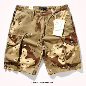 Zhengyu'Shop Sand Desert Jungle Camouflage Pattern Shorts for Men Summer Retro American Cotton Half Pants Youth Male Casual Straight Workwear