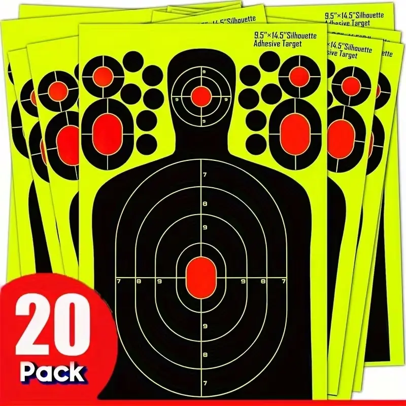 20pack Reactive Splatter Targets, Fluorescent Self-Adhesive Shooting Targets, Training Tool, Large Size, Durable Surface, Ideal for Shooters
