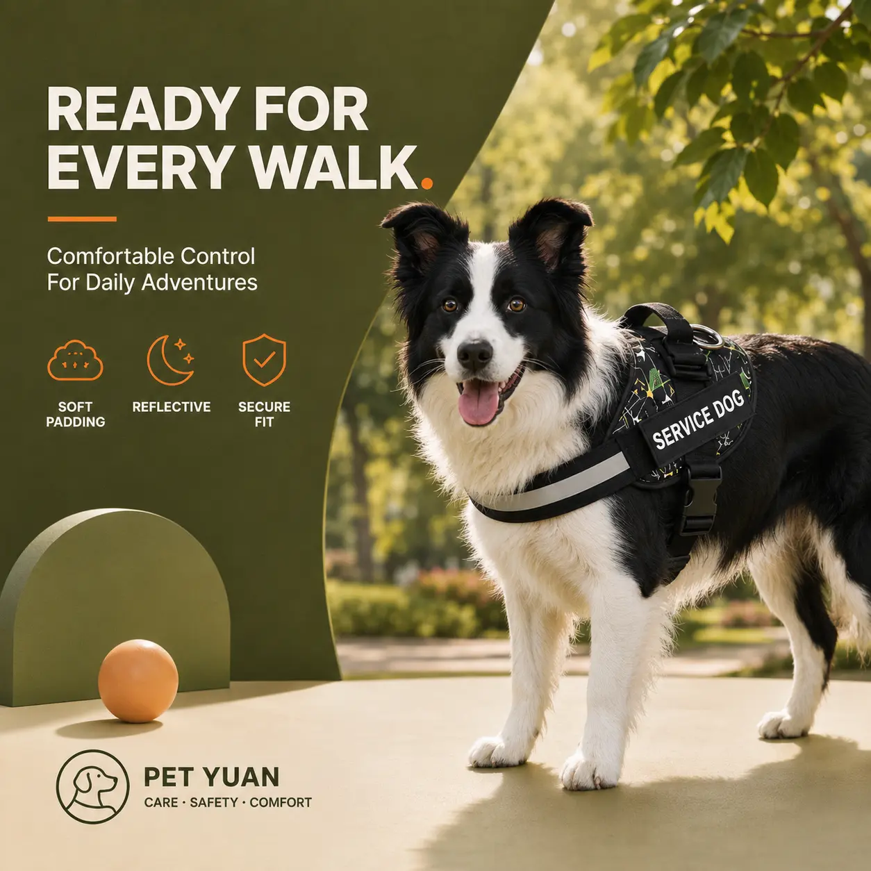 Dog Vest Harness Jacket - Adjustable Fit, Multi-Size, Neck Protection, Polyester Webbing for Safe Walks with Dogs