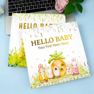Cartoon Rabbit Pattern Baby Growth Record Book, 2 Counts/set Baby Birth To 12 Months Photo Album, Baby Shower Gift for New Parents