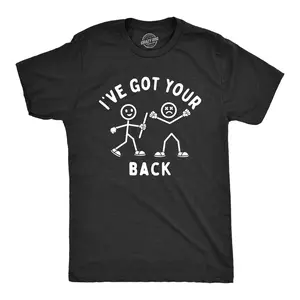 Mens Ive Got Your Back T Shirt Funny Stick Figure Support Joke Tee for Guys Mens Funny T Shirts Cool Vintage Fashion T-Shirt Gift Classic Menswear Funny Sarcastic Short Sleeve Novelty Tees for Guys Black -