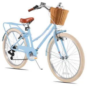 KEANO Poppy 20 24 Inch Kids Bike for Girls Ages 7-12 Years 7-Speed Hybrid City Bike for Kids Teens with Basket Princess Bicycle Multiple Colors