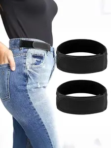 2pcs Neutral No-Buckle Elastic Waistband, Hidden Metal Soft Adjustable Side Design, Invisible Side Belt, Easy Convenient Adjustment