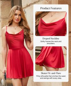 Popilush Sexy Satin Slimming Mini Cocktail Dress | Built - in Bra Square Neck Tummy Control  #tiktokshopholidayhaul