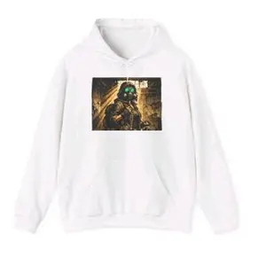 Gas Mask Soldier Hoodie | Post-Apocalyptic Tactical Design, Neon Eyes