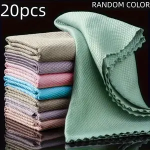 20 Reusable Magic Cleaning Cloths, Microfiber Cloth, Microfiber Cleaning Rags, Household Kitchen and Glass Streak-Free Wiping, Water Spot Removal, Modern Design, Microfiber Super Absorbent, No Shedding Dish Towels
